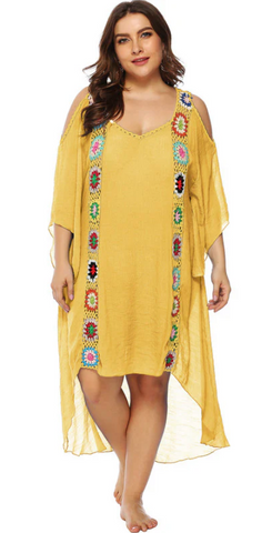 Plus Size Beachwear Cover Up Yellow Color