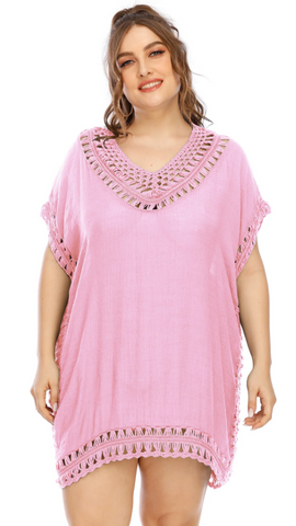 Plus Size Beachwear Cover Up Pink colors