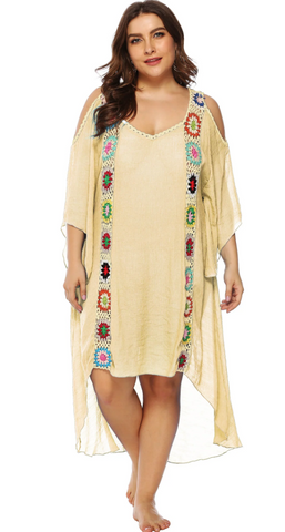Plus Size Beachwear Cover Up with Beige Color