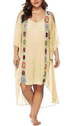 Plus Size Beachwear Cover Up with Beige Color