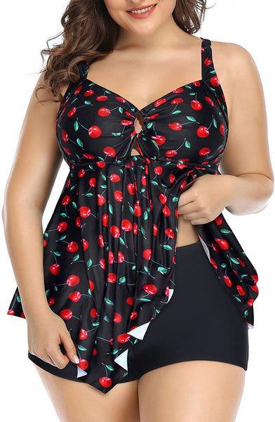 Plus Size Long Lined Bikini Top Multicolor