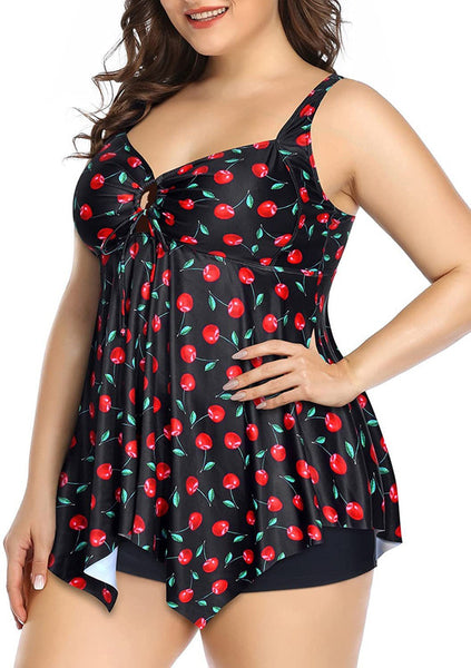 Plus Size Long Lined Bikini Top Multicolor