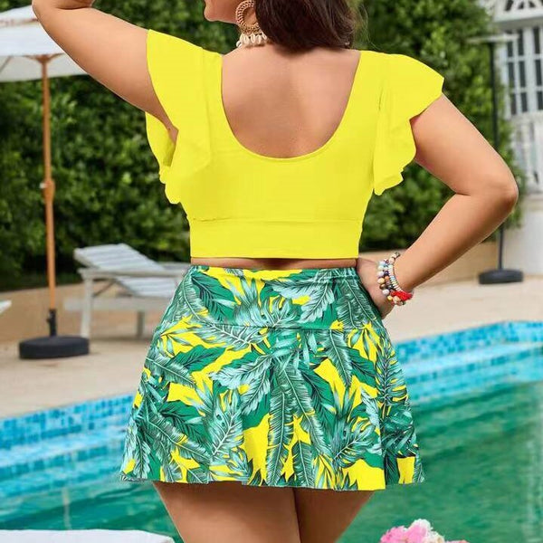 Yellow Tropical Skirtini Set