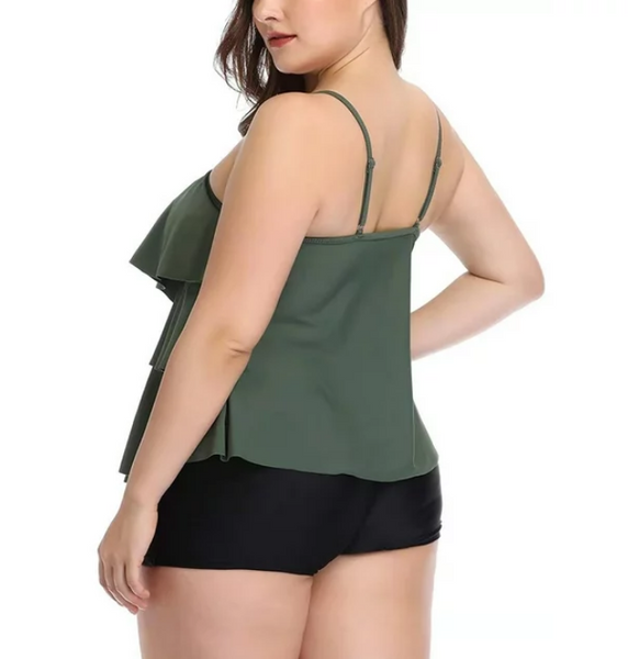 Plus Size Women Tankini Swimsuits Green