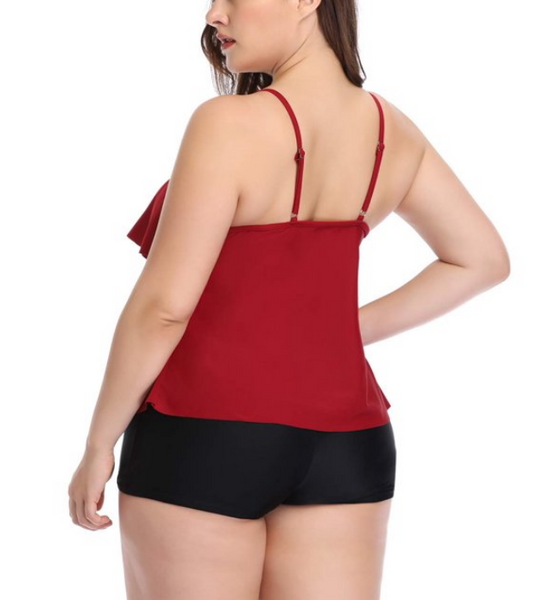 Plus Size Women Tankini Swimsuits Red
