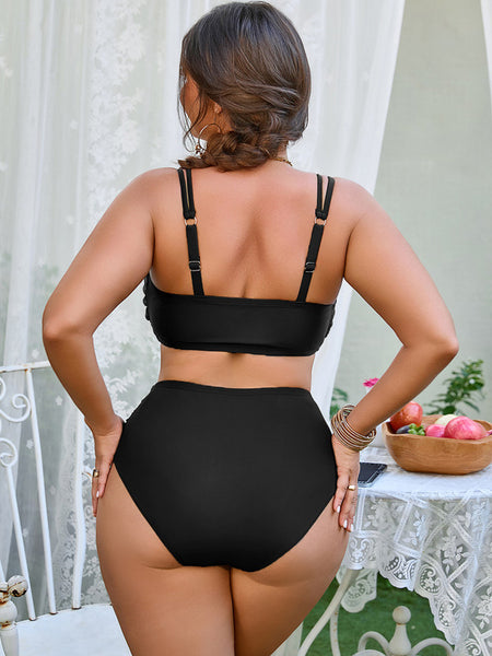 Black Solid High-Waisted Bikini Set