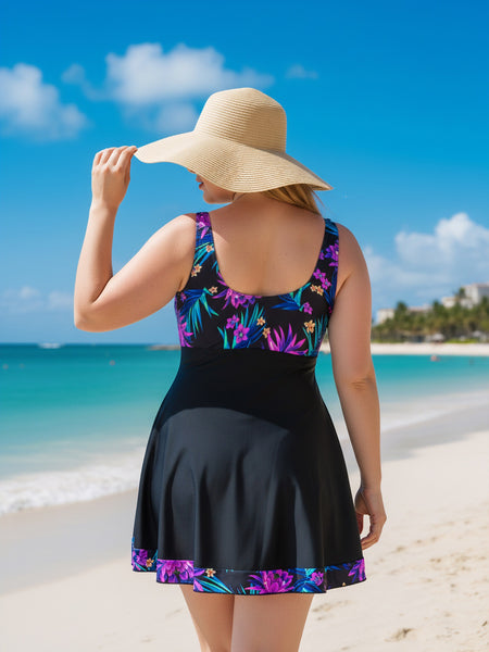 Purple Floral Tankini Set