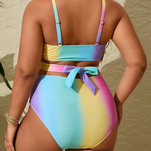 Multicolor Gradient High Waisted Bikini Set