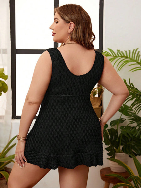 Black Solid Tankini Set