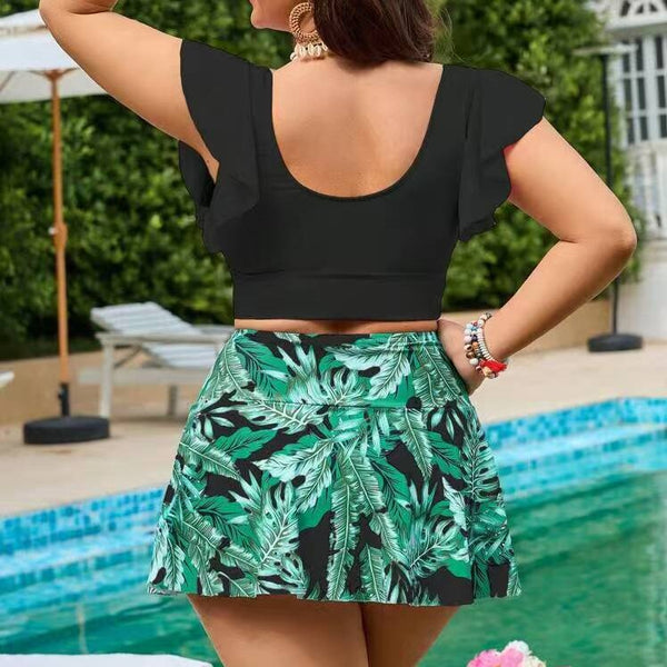 Black Tropical Skirtini Set