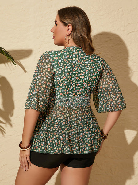 Green Floral Print Tankini Set