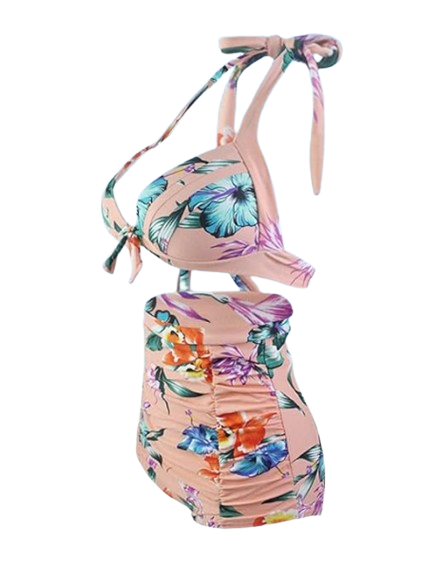 Plus Size Bikini High Waist Swimsuit Multicolour