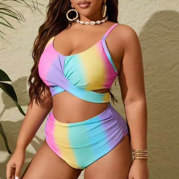 Multicolor Gradient High Waisted Bikini Set