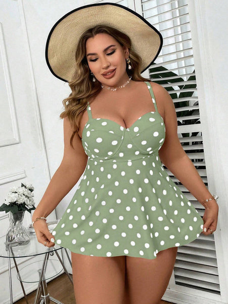 Green Polka Dots Tankini Set