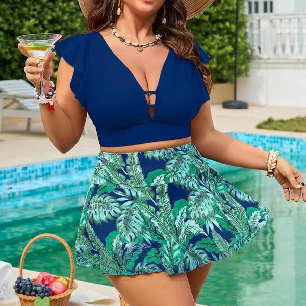 Blue Tropical Skirtini Set