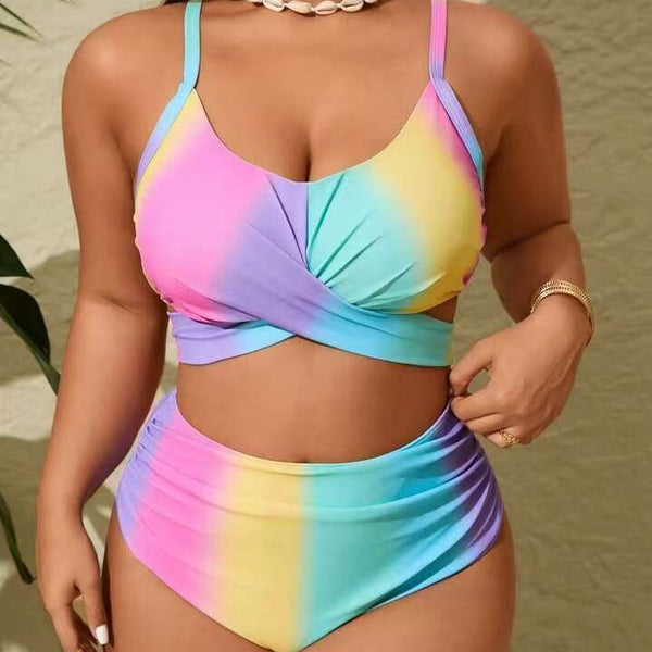 Multicolor Gradient High Waisted Bikini Set