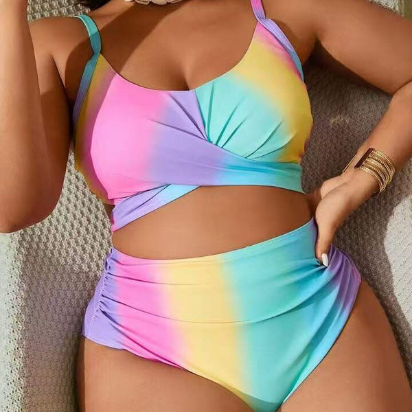 Multicolor Gradient High Waisted Bikini Set