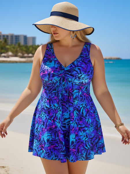 Blue Tropical Tankini Set
