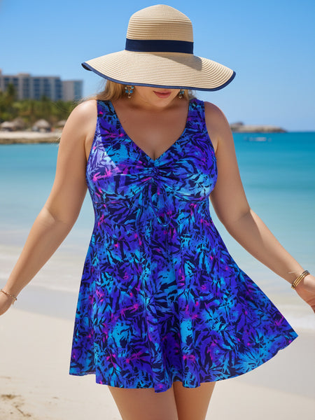 Blue Tropical Tankini Set
