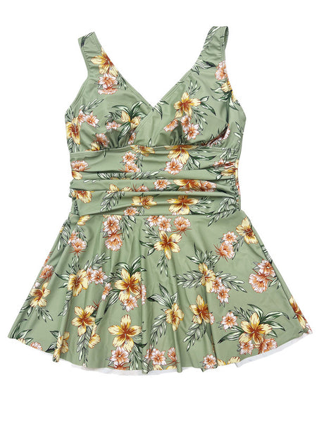 Green Floral Tankini Set