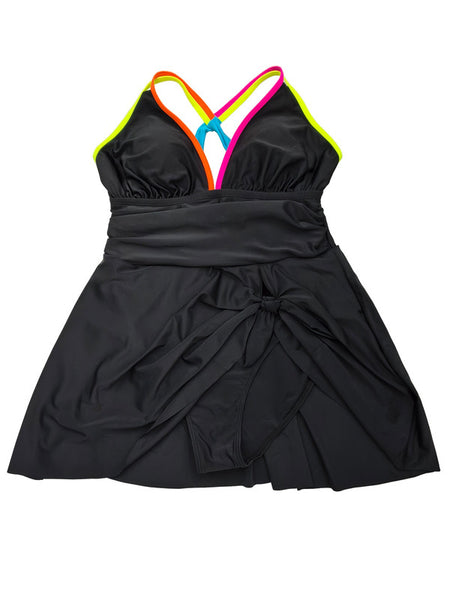 Black Solid One Piece Swimsuit