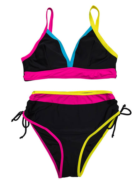 Black Solid High-Waisted Bikini Set