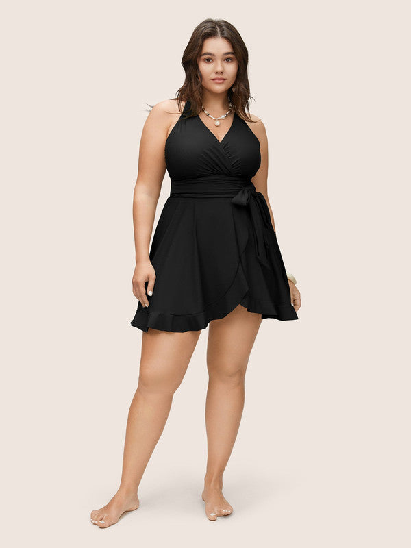 JollieLovin Women's Plus Size Summer Tank Dress - Sleeveless Swing T-Shirt Dress With Pockets (Black, 4X)