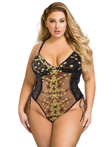 Floral Embroidery Transparent Lace Sexy Lingerie black