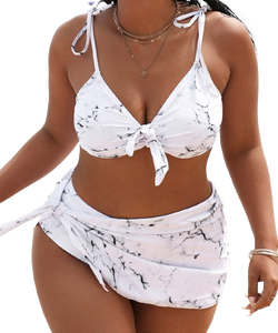 Plus Size Bikinis Print Swimwear White