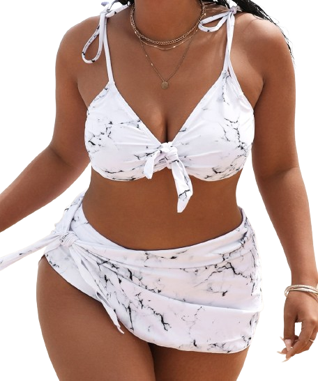 Plus Size Bikinis Print Swimwear White