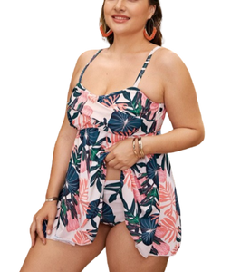 Multicolor Plus Size Women's Tankini Swimwear