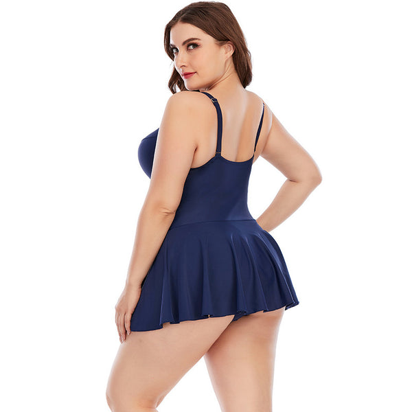 Plus Size Navy Blue Cut Out Underwire Bikini Swimsuit