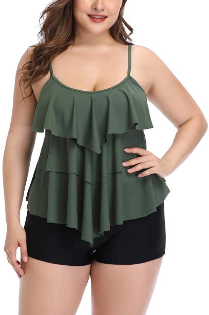 Plus Size Holipick Women Tankini Swimsuits Green
