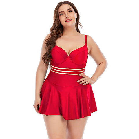 Plus Size Red Cut Out Underwire Bikini Swimsuit