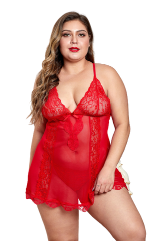 Plus Size Red Valentines Day Plus Size Babydoll Lingerie 