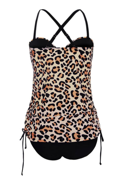 Cute Leopard Print Sweetheart Tankini Swimsuit