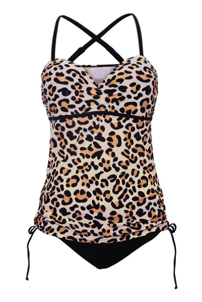 Cute Leopard Print Sweetheart Tankini Swimsuit