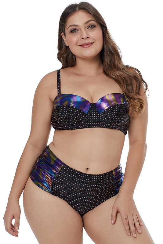 Moulded Cups Dotted Plus Size Swimwear