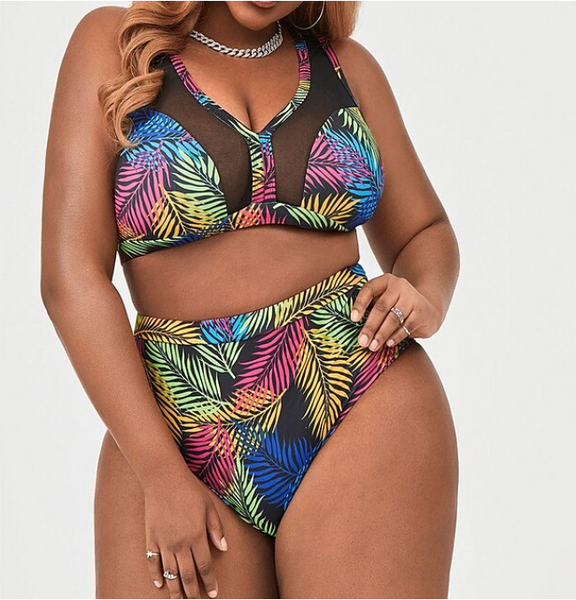 Plus Size High Waist Floral Bikini