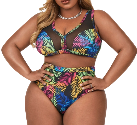 Plus Size High Waist Floral Bikini