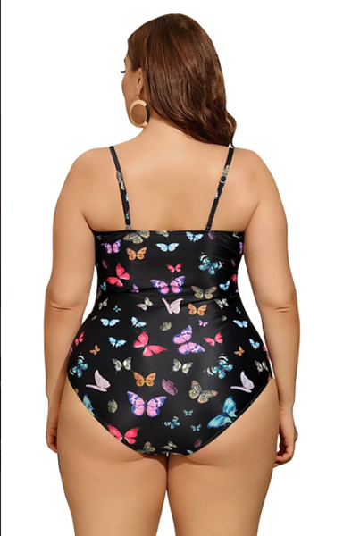 Plus Size Butterfly Printed Swimwear